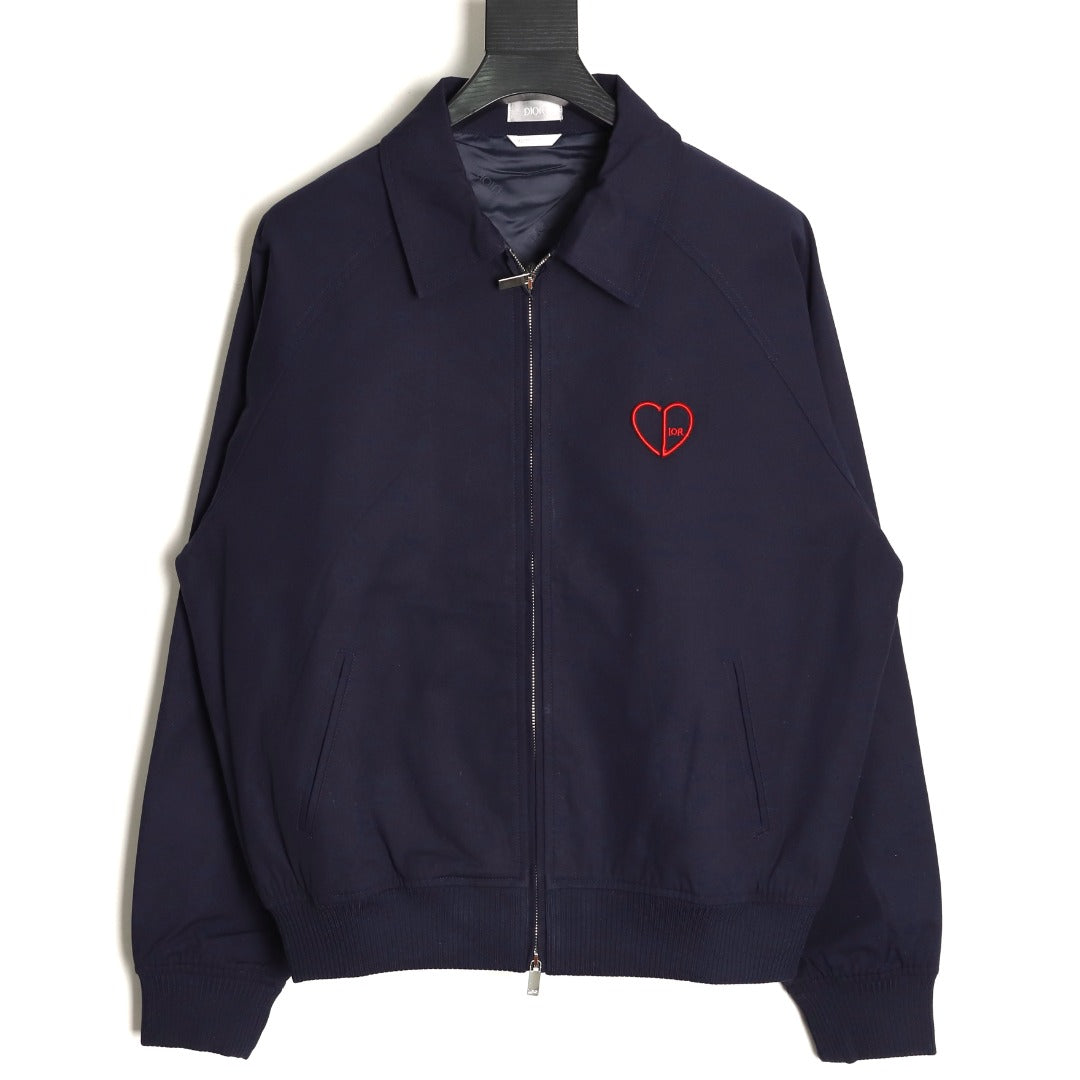 Dior CD Heart-Motif Collared Zip Jacket - Navy