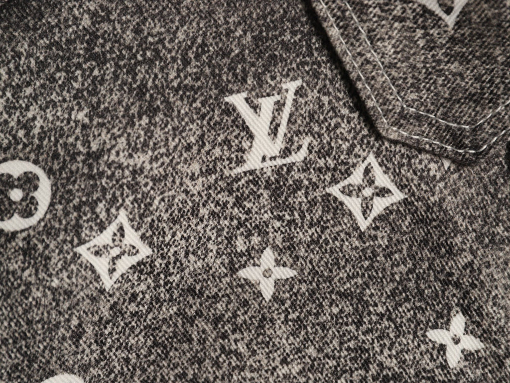 Louis Vuitton Galaxy-Style Monogram Gradient Denim Shirt Jacket - Charcoal and Cream